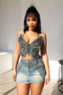 Golden Spring Butterfly Denim Top